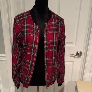 Sanctuary Red Plaid Bomber Jacket